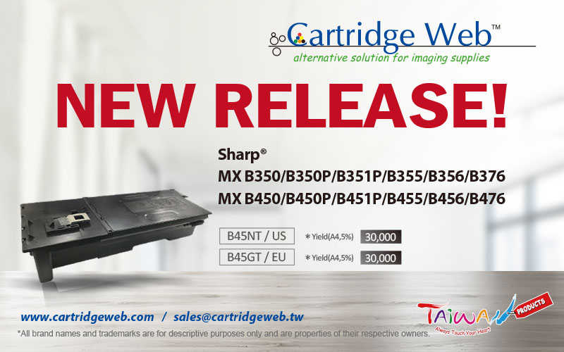 New Release of Compatible Toner Cartridge for Sharp MX B350/B350P/B351P/B355/B356/B376/B450/B450P/B451P/B455/B456/B476